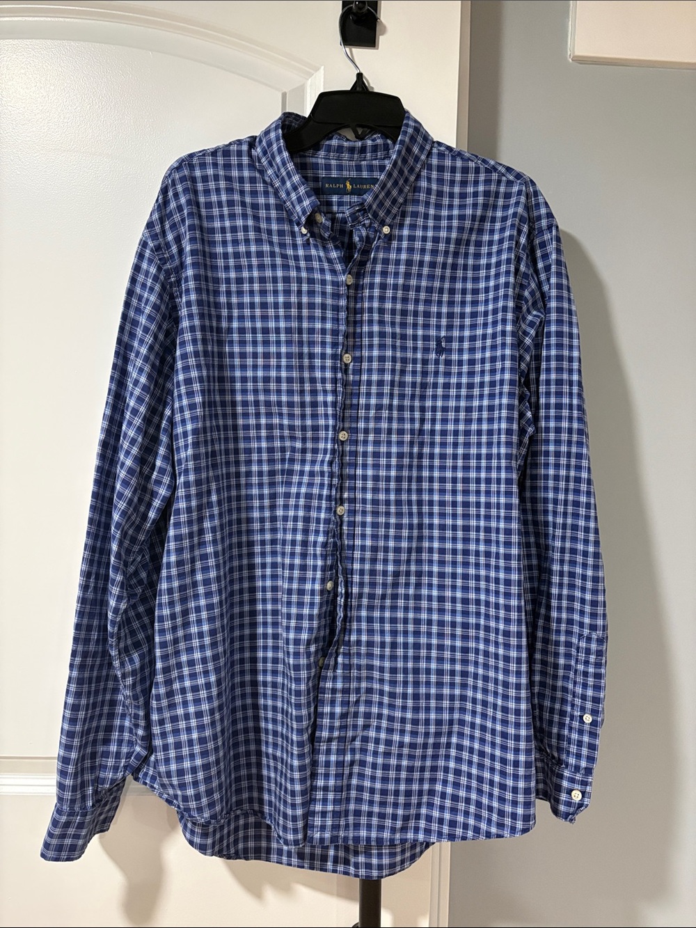 Ralph Lauren Blue & White Plaid Button-Down Shirt